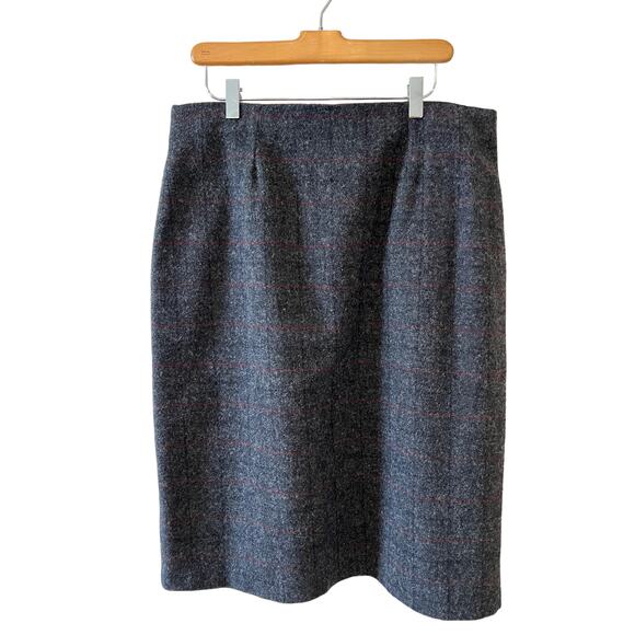 Vintage Woolrich gray wool knee length skirt 16 - Picture 1 of 4